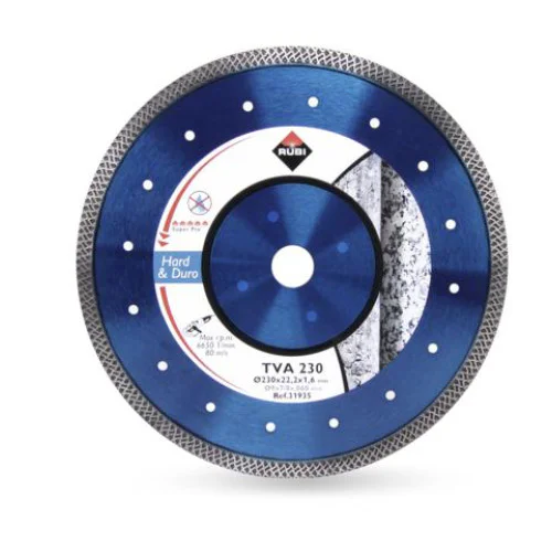 Диск диамантен за сухо рязане на гранитогрес, порцелан и др. твърди материали ф 230х 22.23 мм Rubi TVA, 31935
