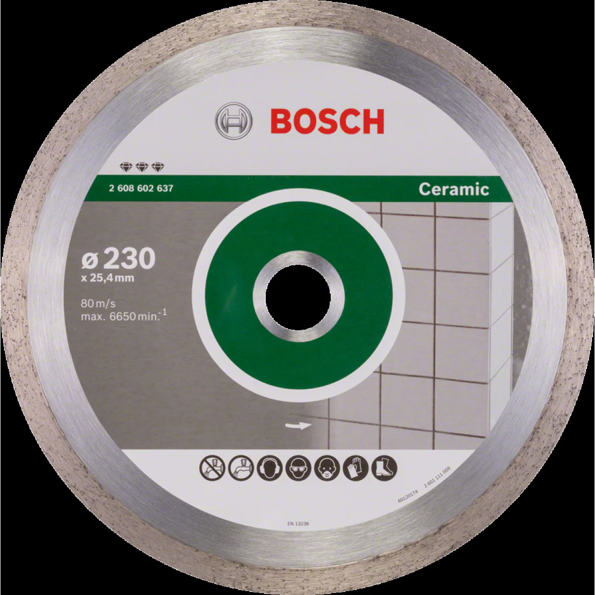 Диск диамантен за сухо рязане на керамични плочки 230 x 25,40 x 2,4 x 10 mm , Best for Ceramic 2608602637