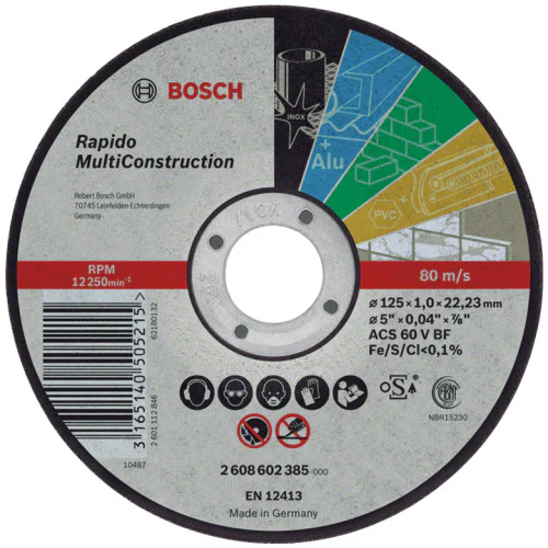 Диск карбофлексен за рязане универсален ф 115х1х22.23 мм, ACS 60 V BF , Bosch Rapido Multi Construction