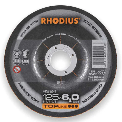 Диск карбофлексен за шлайфане на алуминий ф 125х7х22.23 мм Rhodius Top line RS24