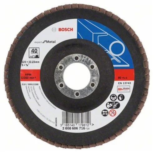 Диск ламелен за ъглошлайф X551, Expert for Metal 125mm, 22,23mm, K40, Bosch