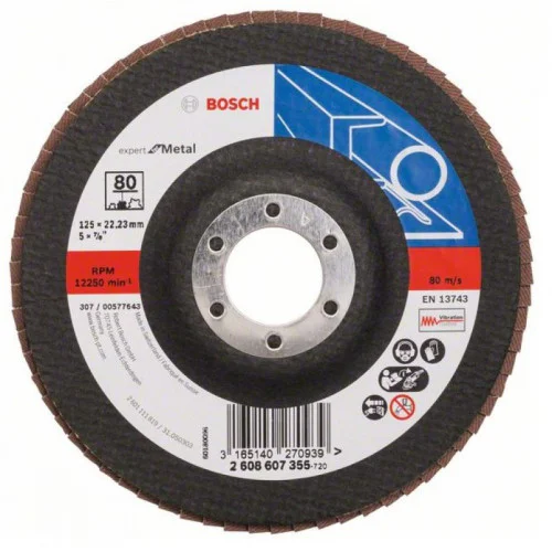 Диск ламелен за ъглошлайф X551, Expert for Metal 125mm, 22,23mm, P80,  Bosch