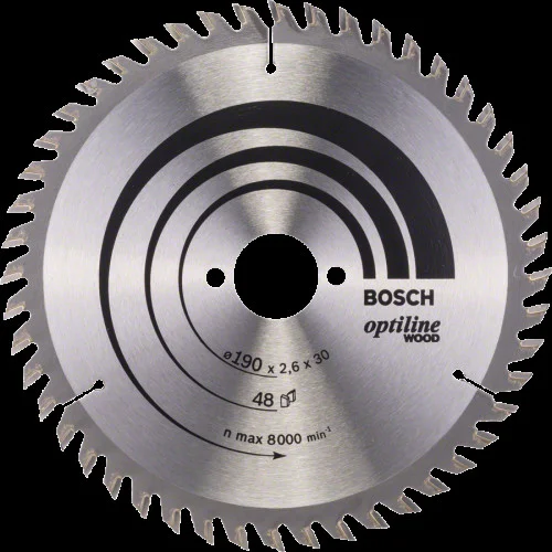 Диск за циркуляр Bosch Optiline Wood, ф190 x 30 x 2,6 mm, 36