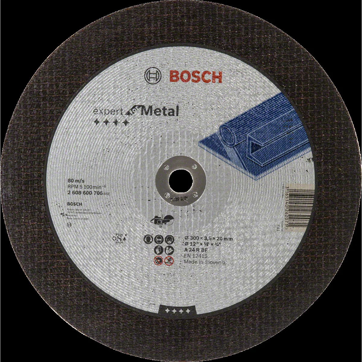 Диск за рязане,  прав , Expert for Metal  , A 24 R BF, 300 mm, 20,00 mm, 3,5 mm , Bosch 2608600706 Диск за рязане,  прав , Expert for Metal  , A 24 R BF, 300 mm, 20,00 mm, 3,5 mm , Bosch 2608600706