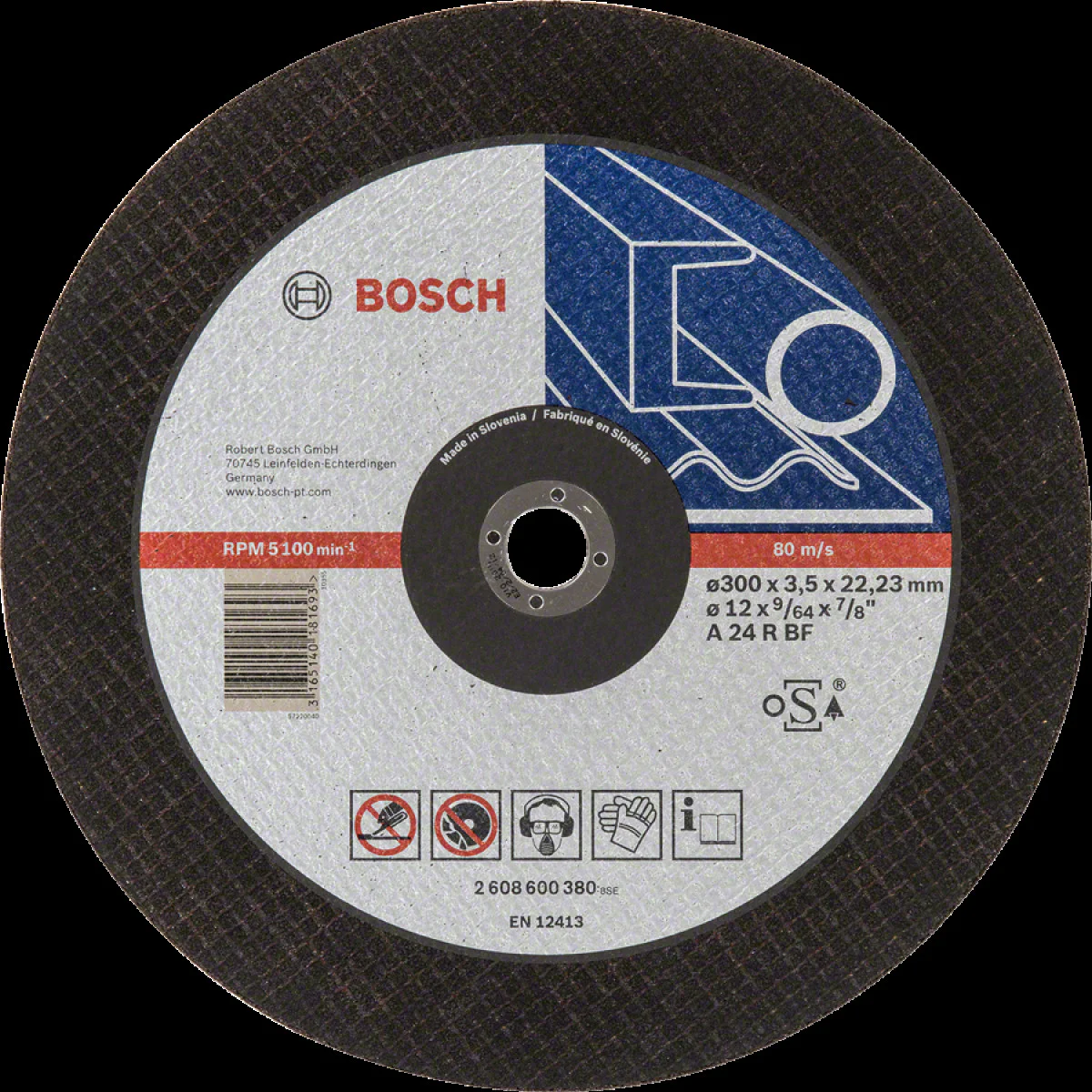 Диск за рязане,  прав , Expert for Metal  , A 24 R BF, 300 mm, 3,5 mm , Bosch 2608600380