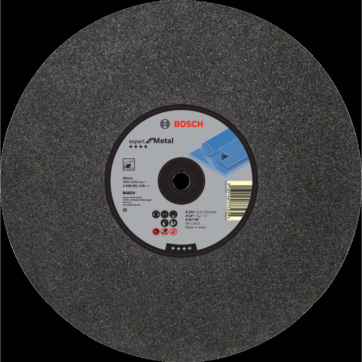 Диск за рязане,  прав , Expert for Metal  , A 30 T BF, 355 mm, 2,8 mm , Bosch 2608601238 Диск за рязане,  прав , Expert for Metal  , A 30 T BF, 355 mm, 2,8 mm , Bosch 2608601238