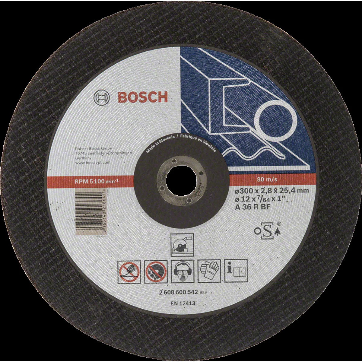 Диск за рязане,  прав , Expert for Metal  , A 36 R BF, 300 mm, 25,40 mm, 2,8 mm , Bosch 2608600542