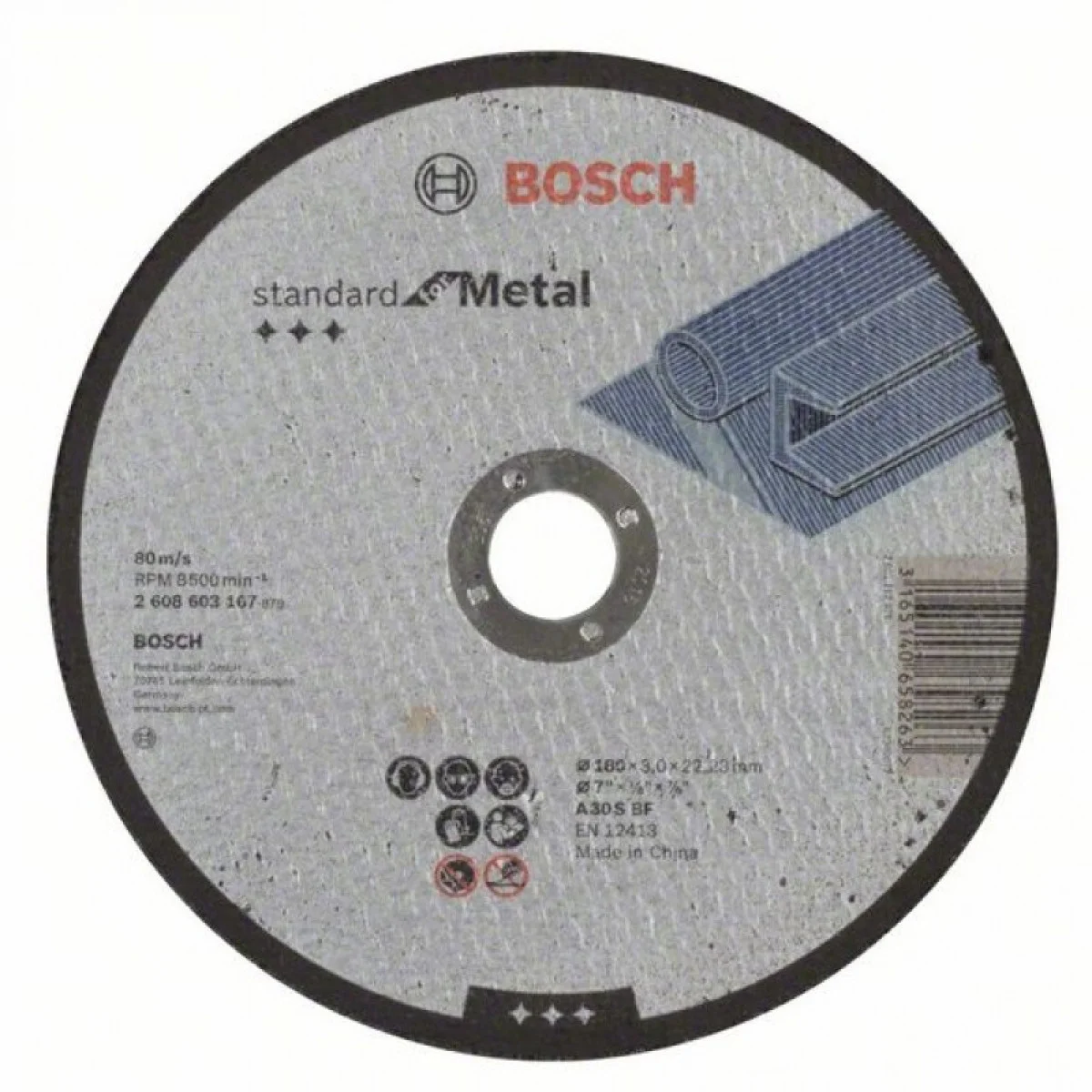 Диск за рязане Standard for Metal 180x22.23x3mm, Bosch 2608603167 Диск за рязане Standard for Metal 180x22.23x3mm, Bosch 2608603167