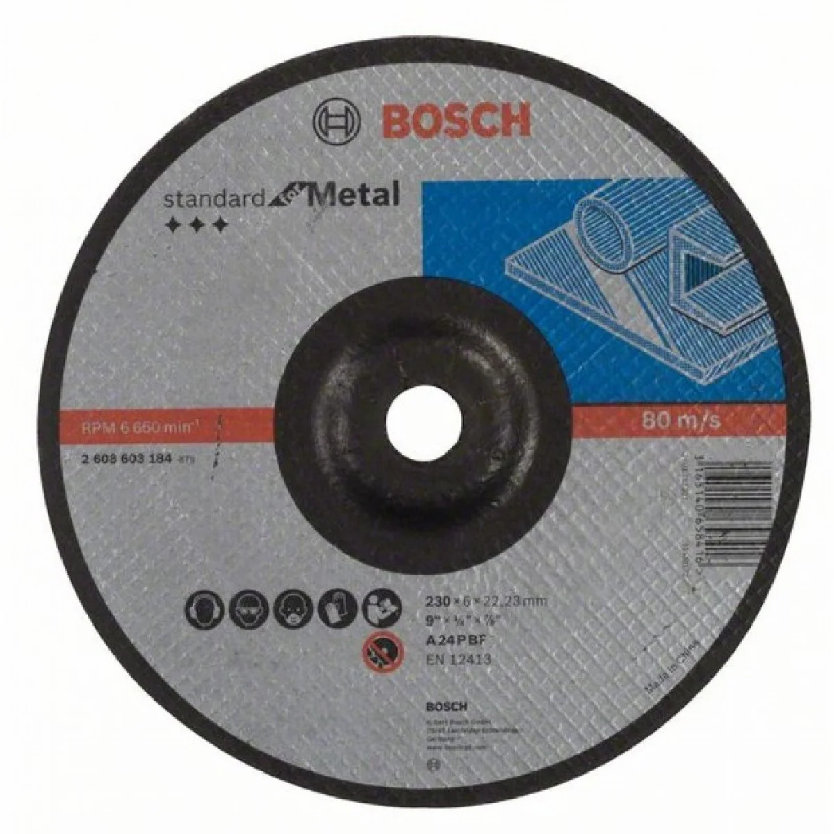 Диск за шлайфане Standart for Metal 230x22.23x6mm  , Bosch 2608603184