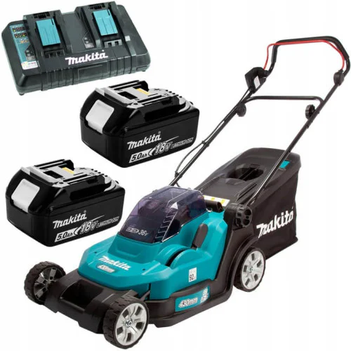 Акумулаторна косачка Makita DLM432PT2, 430 мм, 575 кв.м, 2 батерии 18 V, 5.0 Ah