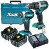Акумулаторен комплект Makita DLX2180X - винтоверт DHP484Z и гайковерт DTD153Z, зарядно и батерии