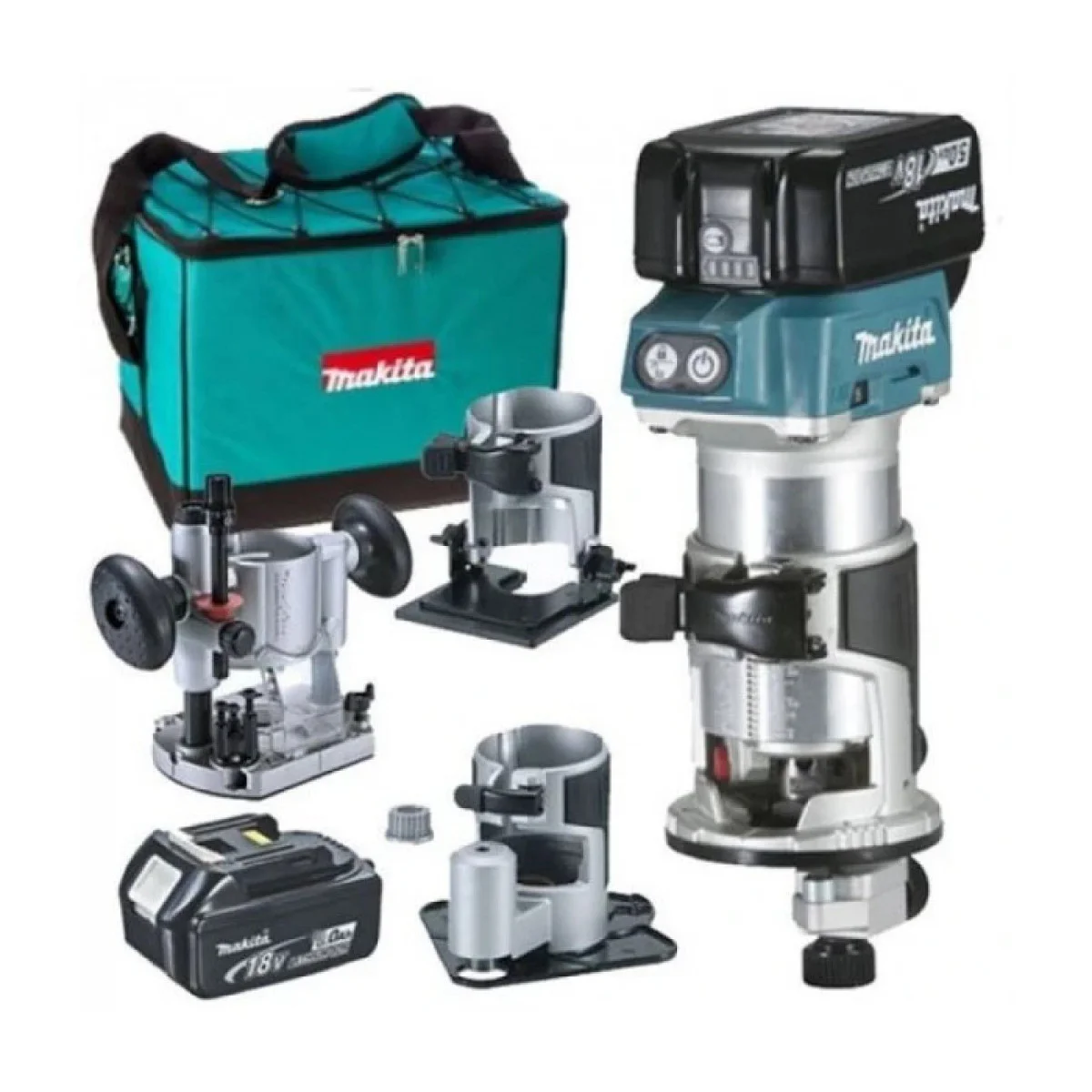 Акумулаторна челна фреза Makita DRT50RTEX3, 2 батерии 18 V LXT, 5.0 Ah, 6-8 мм DRT50RTEX3