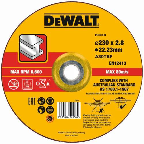 Абразивен диск за рязане на метал DEWALT DT43913 ф230 мм