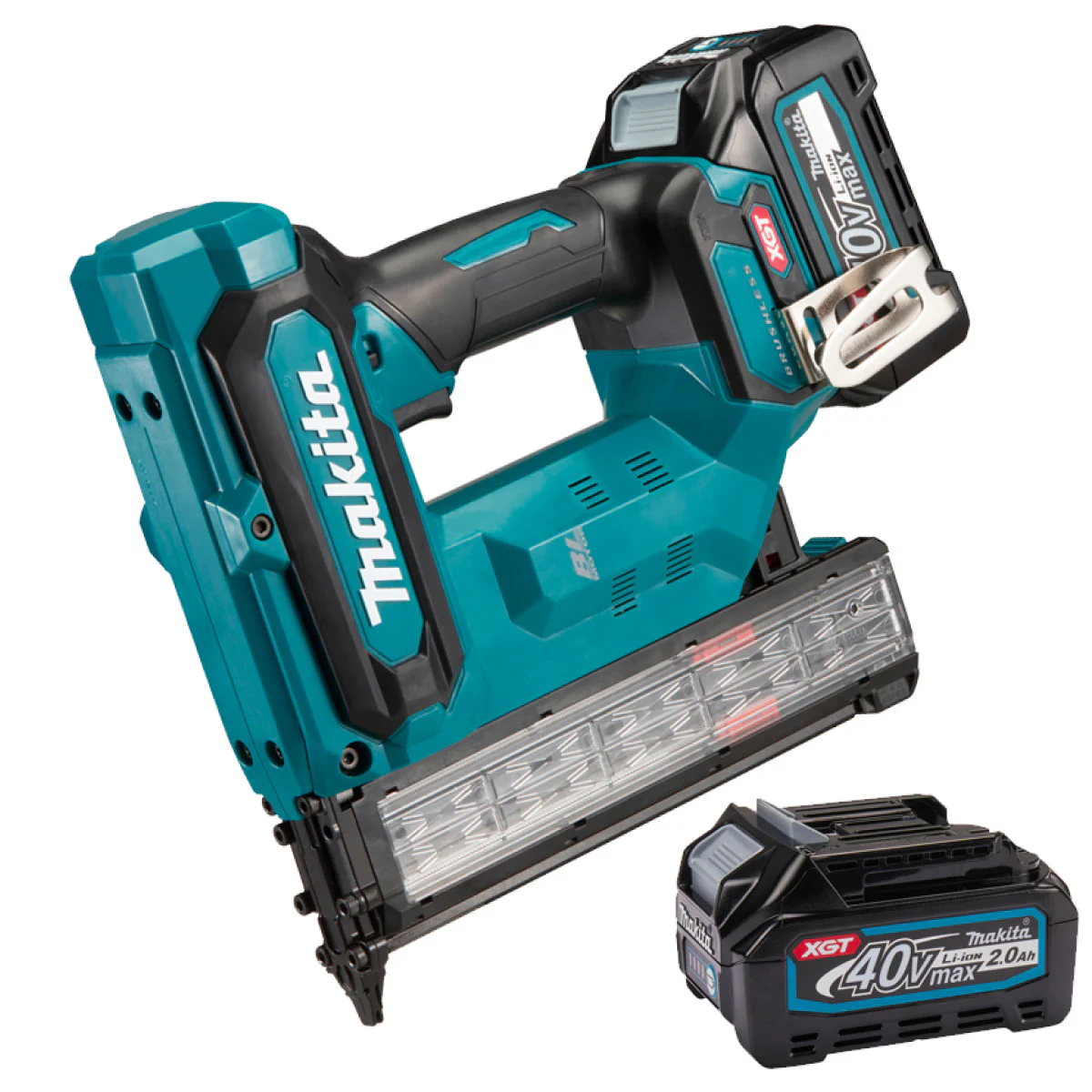 Акумулаторен такер Makita FN001GA201, XGT, 15-40 мм, 40 V, 2 Ah, с 2 батерии и зарядно FN001GA201