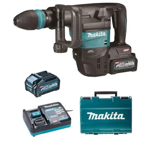 Акумулаторен къртач Makita HM001GM201, XGT, 9.4 J, 40 V, 4 Ah, с 2 батерии и зарядно, SDS-max