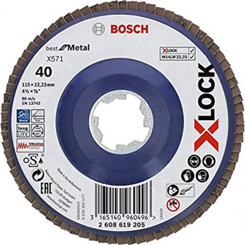 Ламелни дискове X-LOCK, права версия, пластмасова плоча, - 125 mm, G 40, X571, Best for Metal,  Bosch