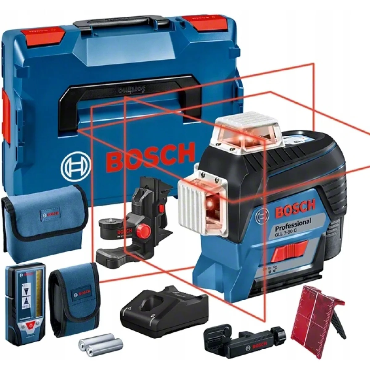 Лазерен линеен нивелир BOSCH GLL 3-80 C + LR7 0601063R05