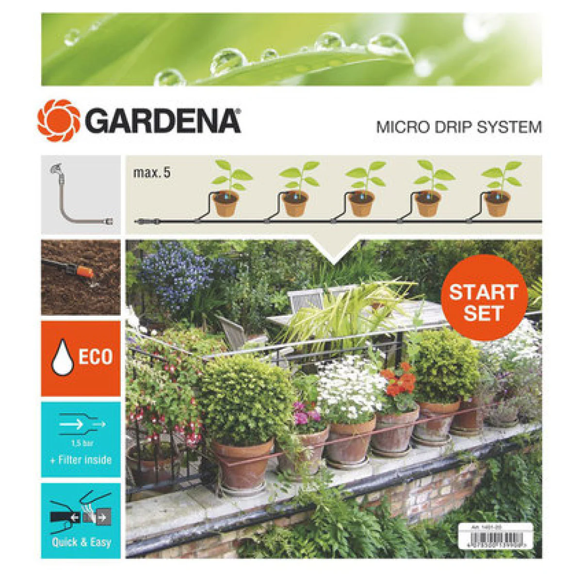 Начален комплект за напояване на лехи GARDENA 13015-20 Начален комплект за напояване на лехи GARDENA 13015-20