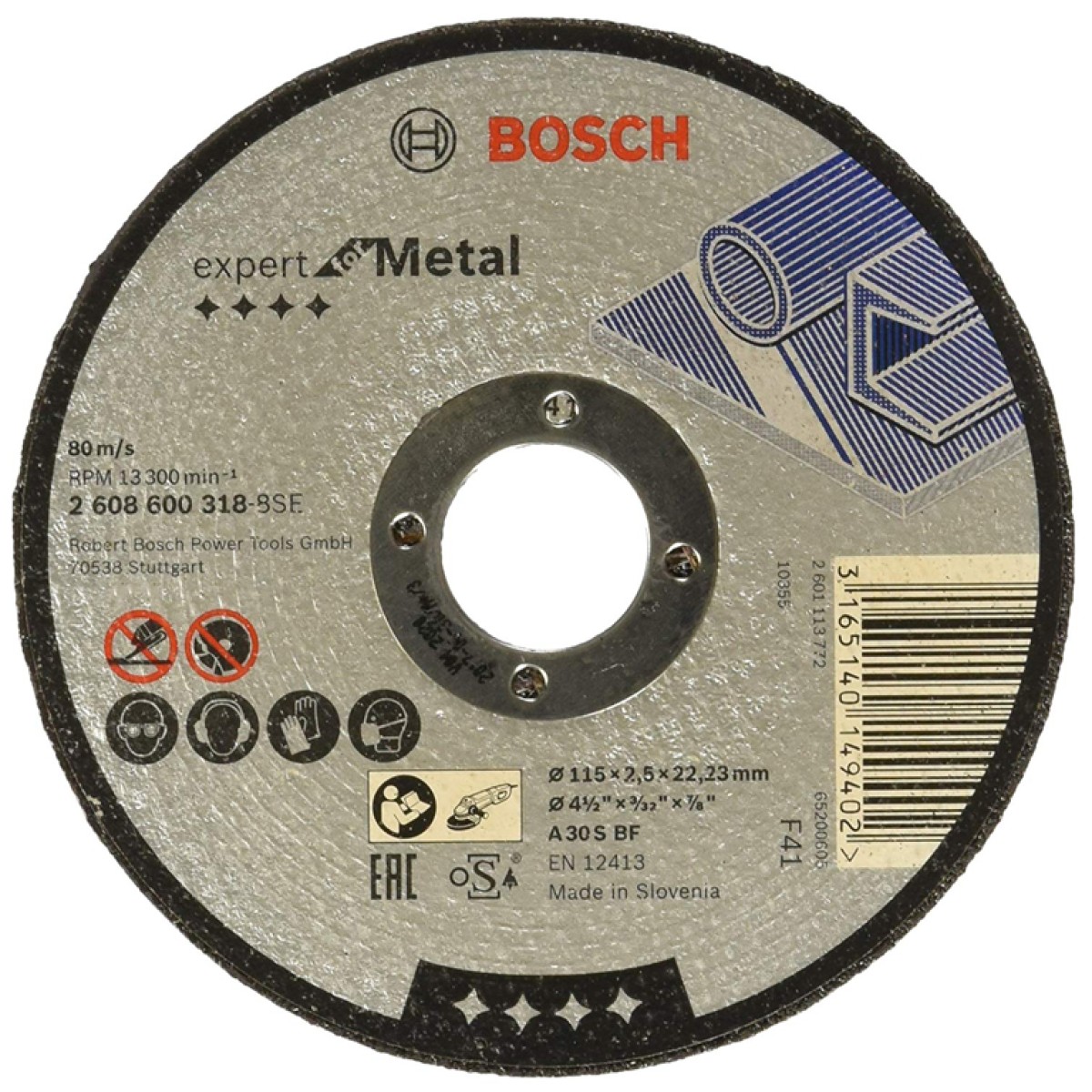  Диск карбофлексен за рязане на метал ф 115х2.5х22.23 мм, A 30 S BF ,  Bosch Expert for Metal