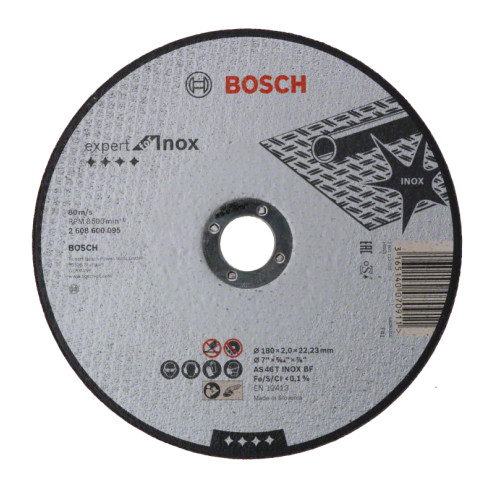 25бр, Диск за рязане, прав, Expert for Inox ,  AS 46 T INOX BF, 180 mm, 2,0 mm , Bosch