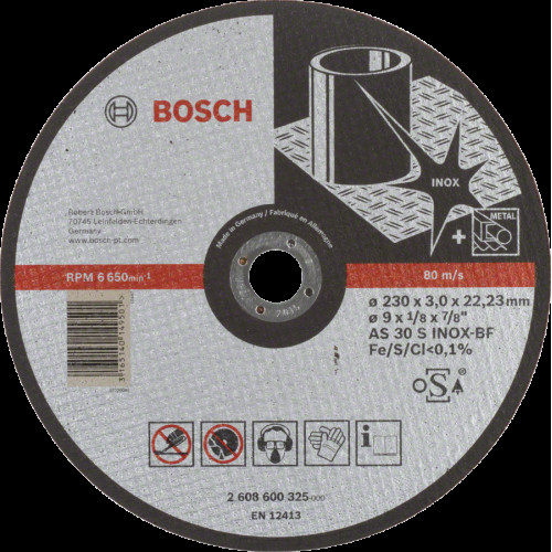 25бр, Диск за рязане, прав, Expert for Inox , AS 30 S INOX BF, 230 mm, 3,0 mm , Bosch