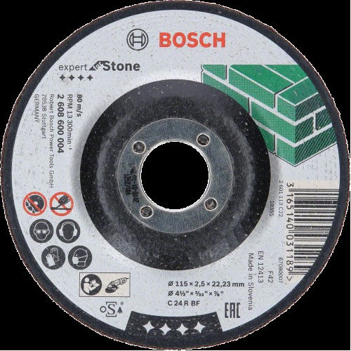 25 бр. Диск за рязане, вдлъбнат ,Expert for Stone  , C 24 R BF, 115 mm, 2,5 mm , Bosch