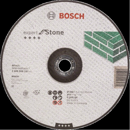 25 бр. Диск за рязане, вдлъбнат ,Expert for Stone  , C 24 R BF, 230 mm, 3,0 mm , Bosch