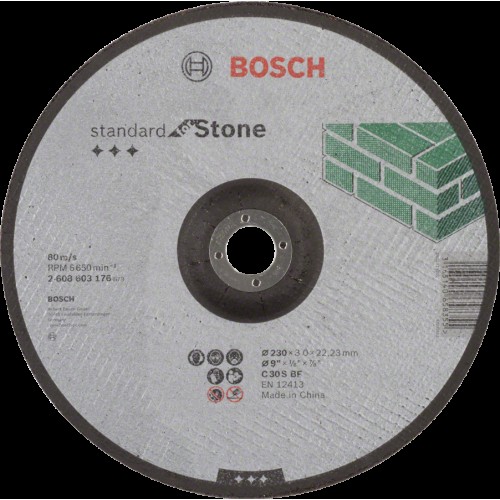 25 бр. Диск за рязане, вдлъбнат , Standard for Stone  , C 30 S BF, 230 mm, 22,23 mm, 3,0 mm , Bosch