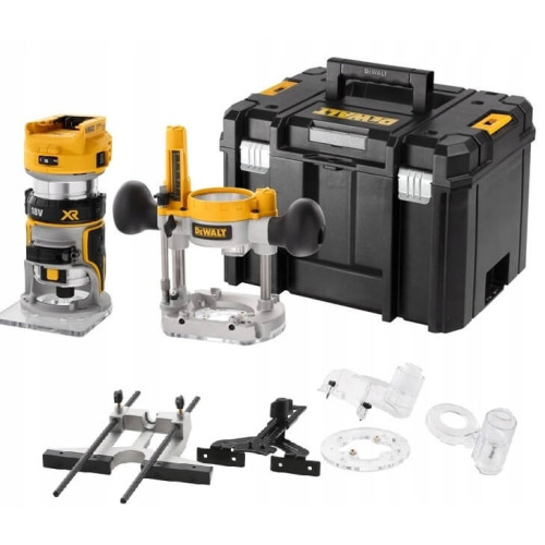 Оберфреза ръчна комбинирана DeWALT, 18 V, 16 000-25 500 об./мин, ф 6.35 мм, DCW604NT- соло