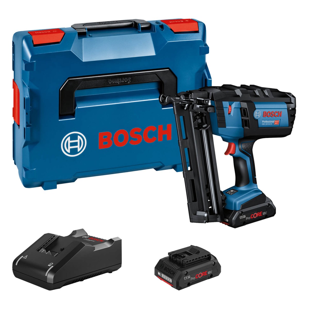 Акумулаторен пистолет за пирони Bosch GNH 18V-64 M 2 x батерии ProCORE18V 4.0Ah в L-Boxx 136 