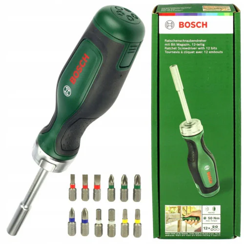 Отвертка с тресчотка Bosch с 12 бита