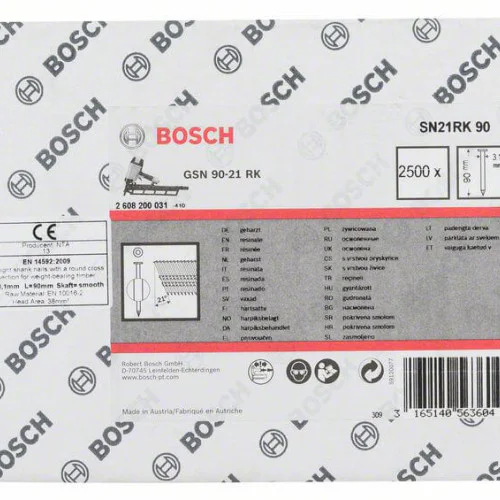 Пирон магазиниран (на лента) с кръгла глава SN21RK 90 3,1 mm, 90 mm, с метален блясък