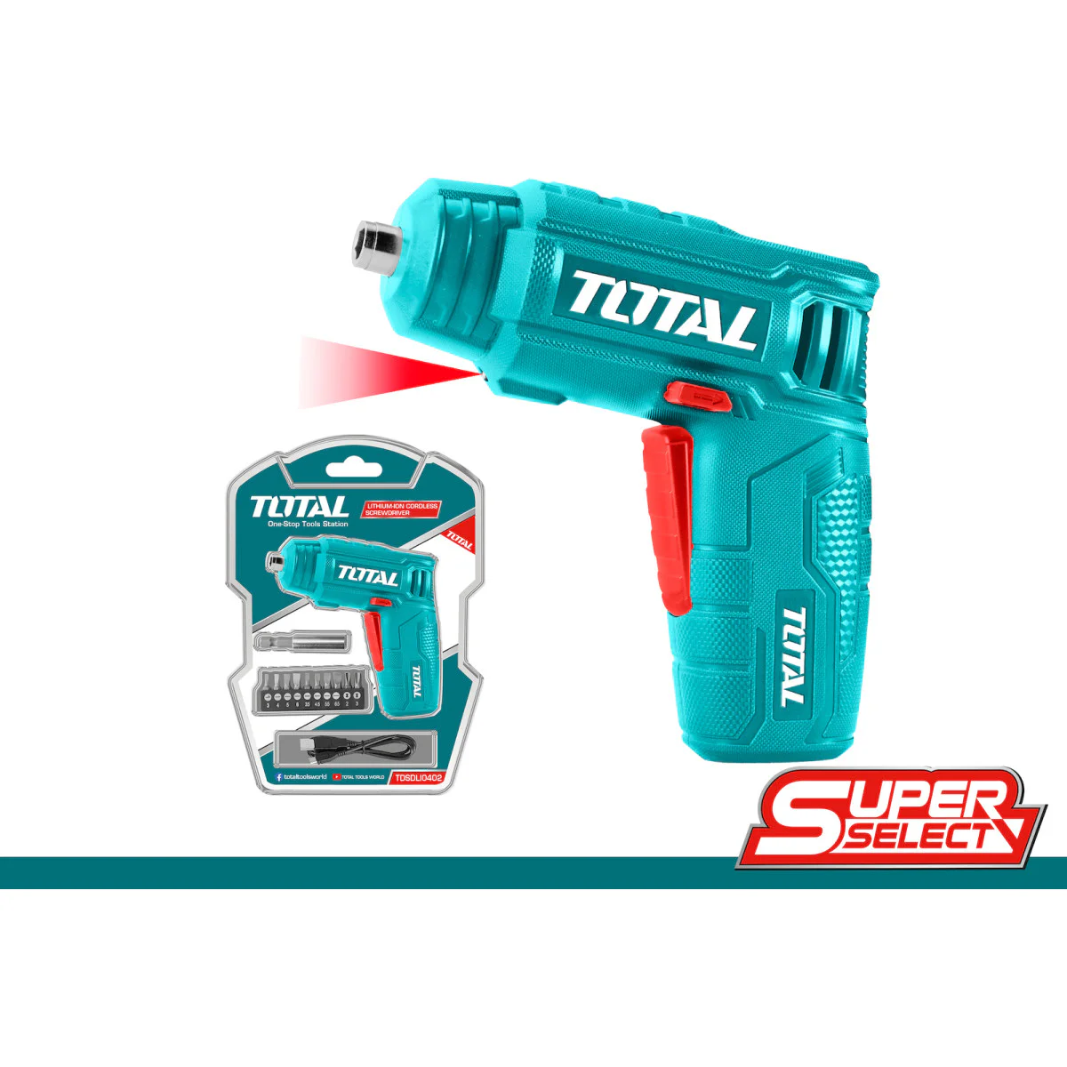 Акумулаторна отвертка TOTAL + аксесоари, 1/4 TSDLI0402