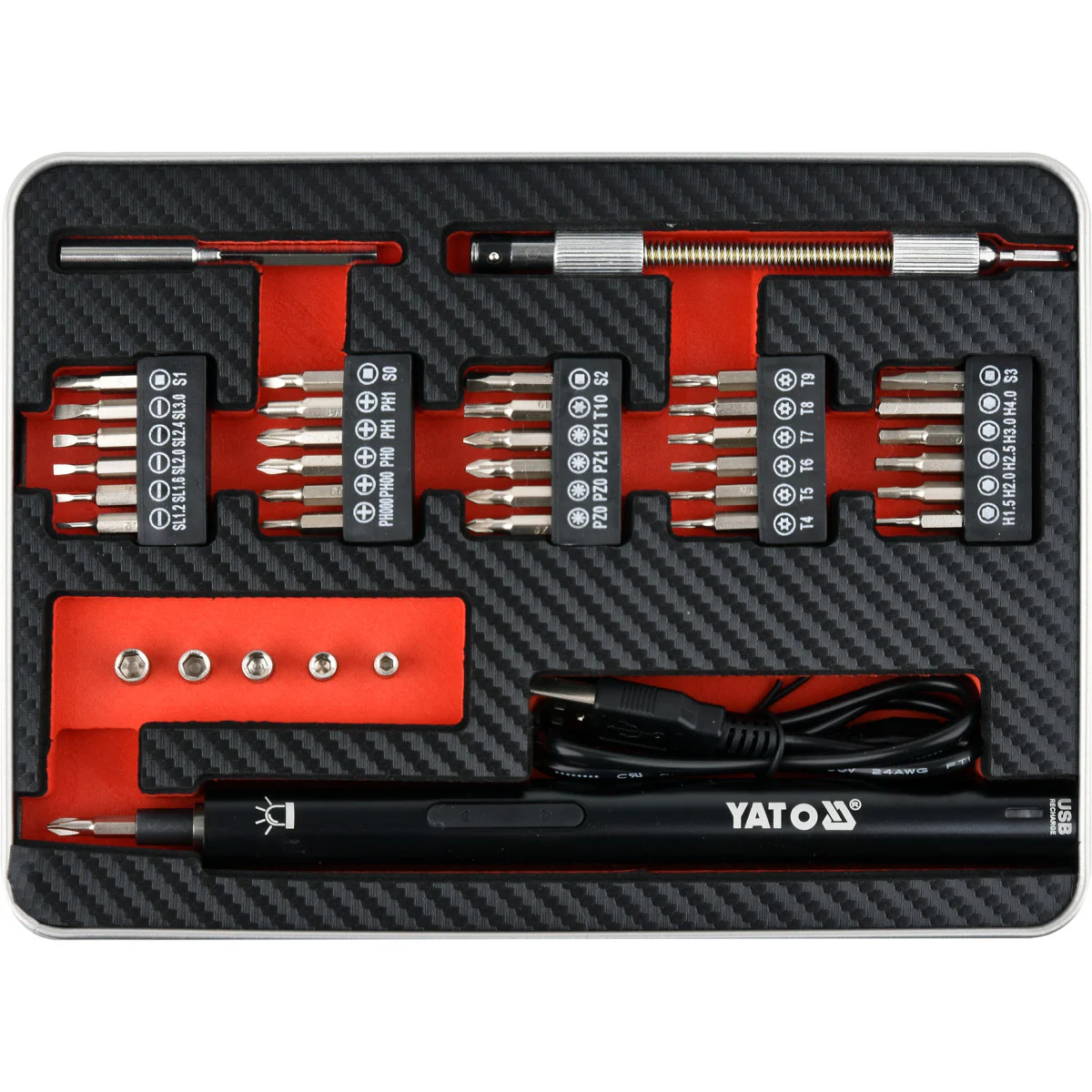 Акумулаторна отвертка YATO YT 27930, прецизна + аксесоари, 3.6 V, 39 части YT 27930