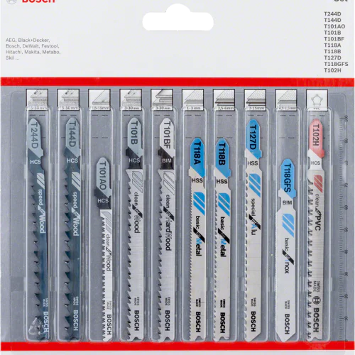 Комплект ножове за прободен трион All in One, 10 бр., Bosch