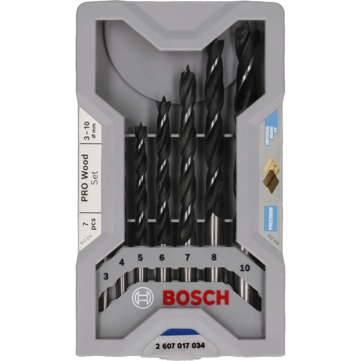 Комплект свредла за дърво 3 - 10 mm, 7 части., Bosch 2607017034