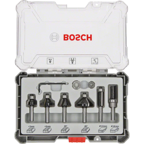 Фрезери комплект за оберфреза, 6 части, 6mm опашка, Bosch