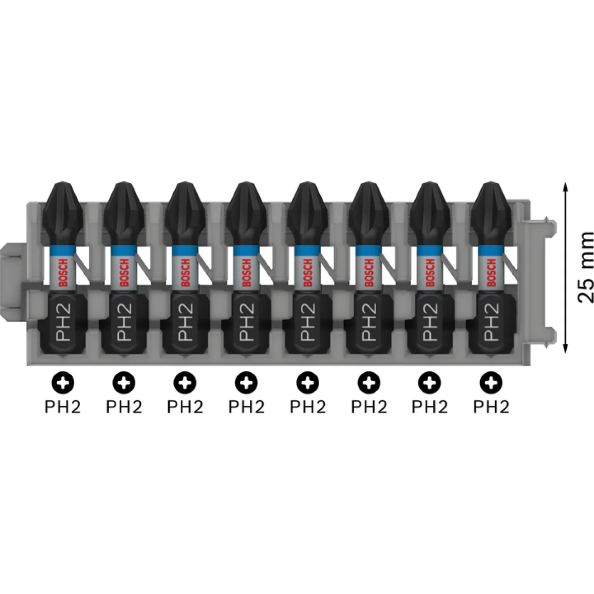 Опаковка битове за винтоверт Impact Control, 8части, Bosch 2608522324