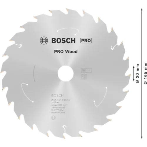 Диск за акумулаторни циркуляри 165 x 1,5/1 x 20 T24 Standard for Wood Bosch