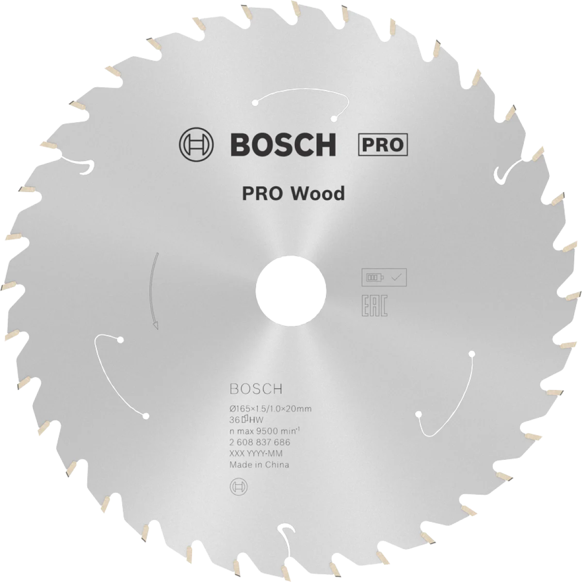 Диск за акумулаторни циркуляри 165 x 1,5/1 x 20 T36 Standard for Wood Bosch 2608837686