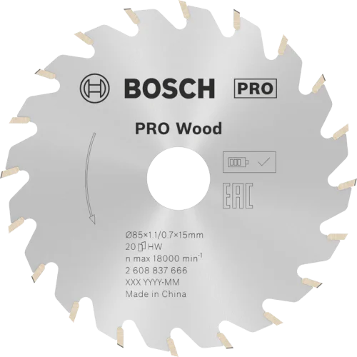 Диск за акумулаторни циркулярни триони 85 x 1,1/0,7 x 15 T20 Standard for Wood Bosch