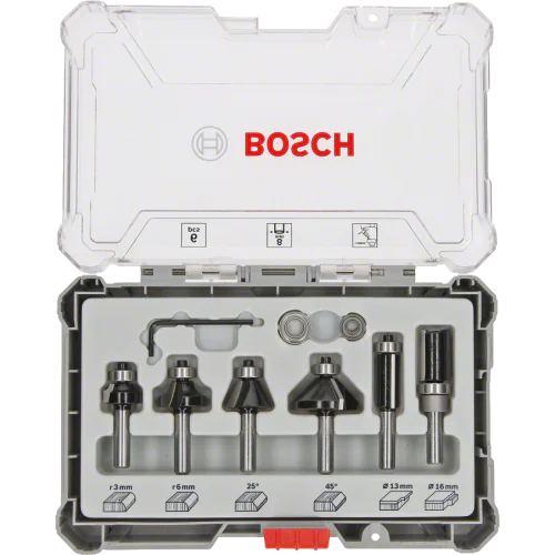 Фрезери комплект за оберфреза, 6 части, 8mm опашка, Bosch