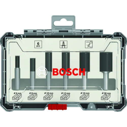 Фрезери за оберфреза, комплект 6 части, прави, 6mm опашка, Bosch