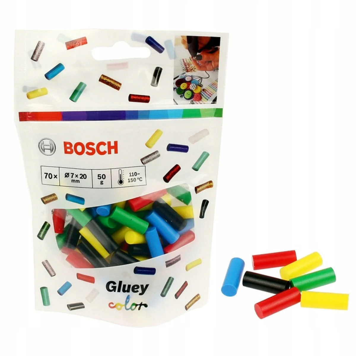 Gluey лепилни пръчки, цветен микс - 70бр 2608002005