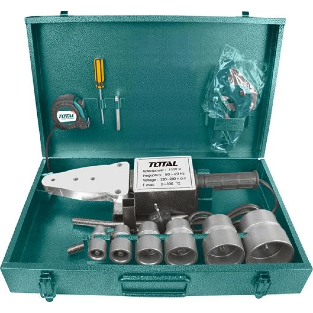 Поялник за полипропилен TOTAL Industrial, Ф 20 - 63 мм, 800 / 1500 W TT328151