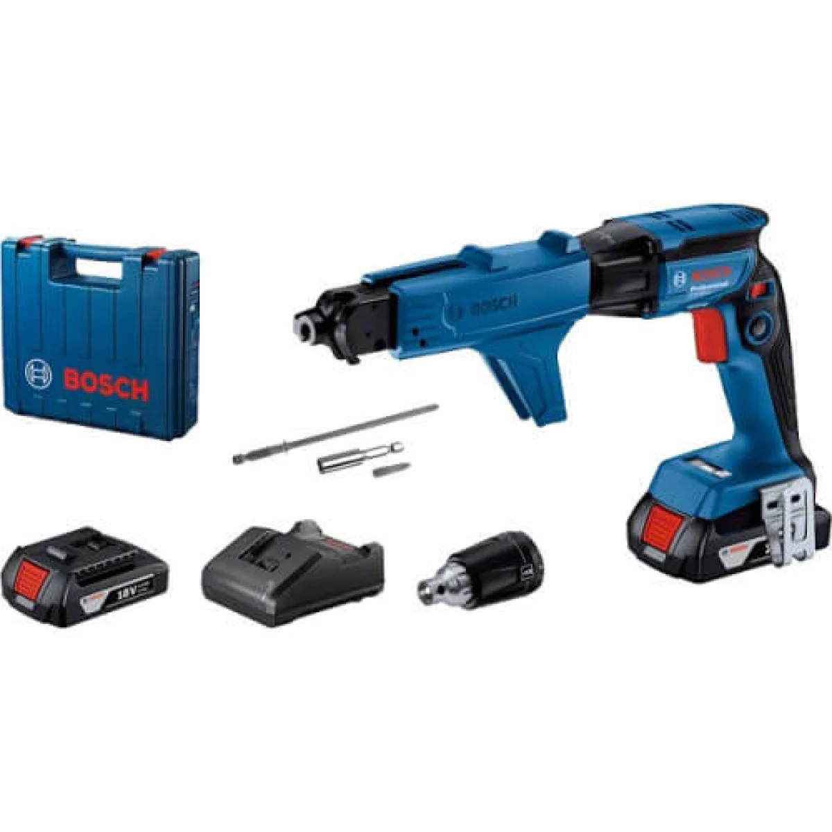 Акумулаторен винтоверт за гипсокартон BOSCH GTB 185-LI с приставка GMA 55 Professional 2x 2,0Ah батерии, куфар 06019K7022