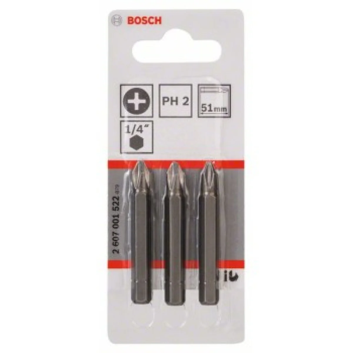 Бит особено твърд, PH 2, 51 mm, 3бр, Bosch 2607001522