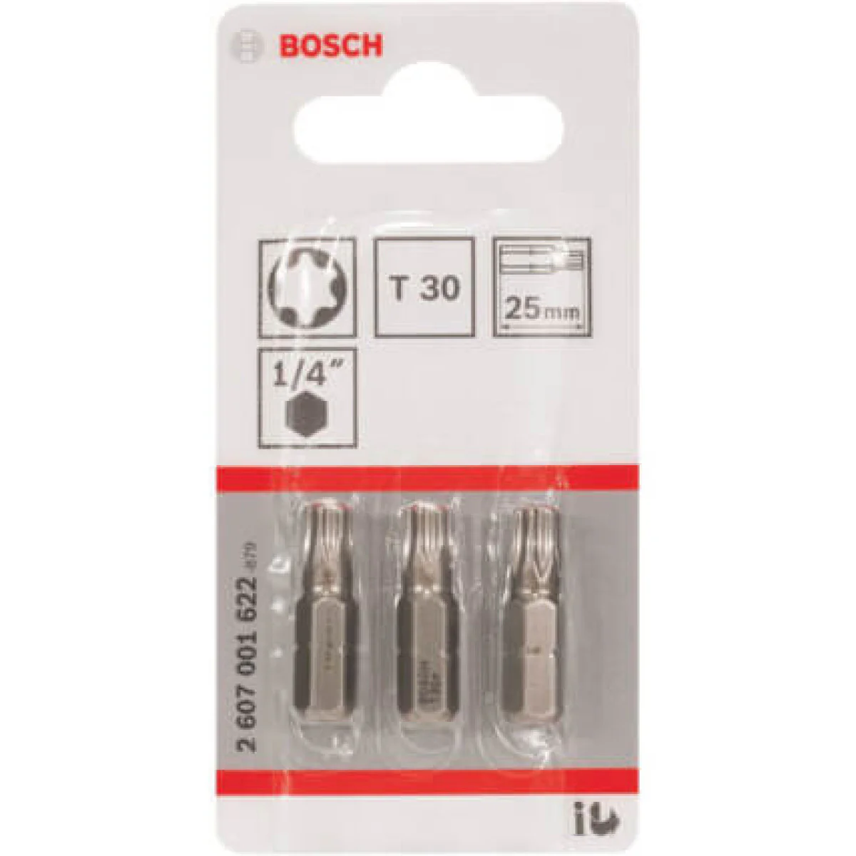 Бит особено твърд, T30, 25 mm, 3бр., Bosch 2607001622