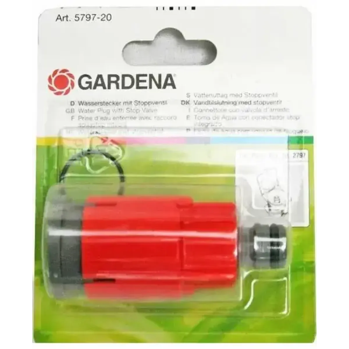 Съединител със спирателен клапан Gardena за тръба 2797-20, GARDENA 05797-20