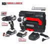Комплект акумулаторни безчеткови винтоверти Raider RDI-CDB04W&HID01W, 2 батерии 2 Ah 20 V, зарядно и куфар 011504
